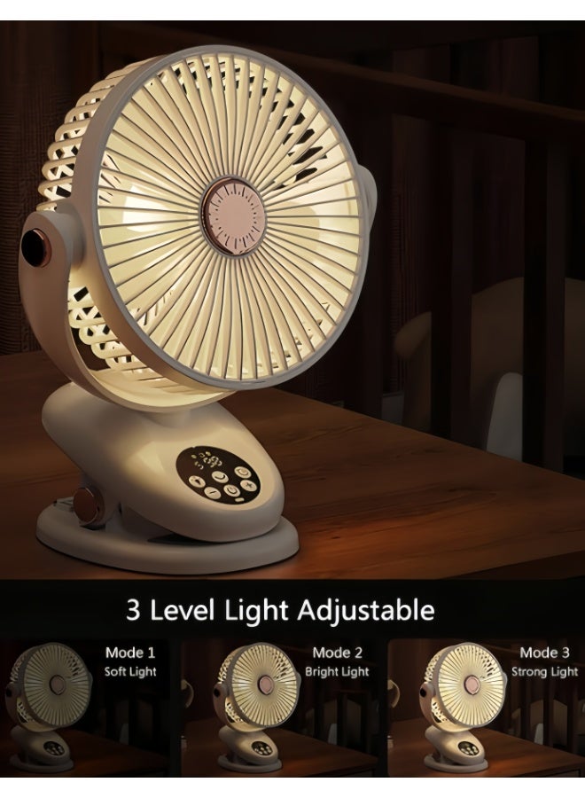 مروحة سفر محمولة، مروحة خفيفة متعددة الوظائف، مروحة حائط بسرعة 5، شحن USB مع ضوء LED للسفر الخارجي، المكتب المنزلي (F2) - Image 5